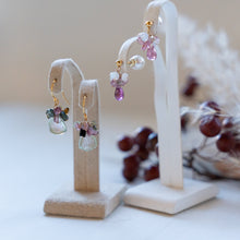 画像をギャラリービューアに読み込む, トルマリンとオパールのブーケピアス/ポスト