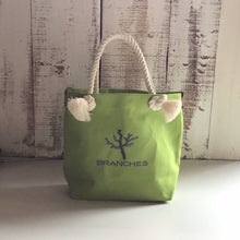 画像をギャラリービューアに読み込む, BRANCHES オリジナル トートバッグМ *珊瑚刺繍入り*グラスグリーン(グレー刺繍、白紐)