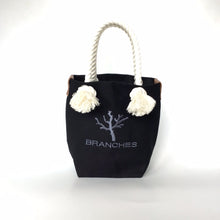 画像をギャラリービューアに読み込む, BRANCHES オリジナル トートバッグS *珊瑚刺繍入り*ブラック(グレー刺繍、白紐)