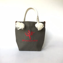 画像をギャラリービューアに読み込む, BRANCHES オリジナル トートバッグS *珊瑚刺繍入り*ダークグレー(赤刺繍、白紐)