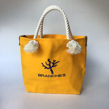 画像をギャラリービューアに読み込む, BRANCHES オリジナル トートバッグМ *珊瑚刺繍入り*ヤマブキ(青刺繍、白紐)