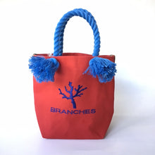 画像をギャラリービューアに読み込む, BRANCHES オリジナル トートバッグS *珊瑚刺繍入り*スカーレット(青刺繍、青紐)