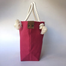画像をギャラリービューアに読み込む, BRANCHES オリジナル トートバッグМ *珊瑚刺繍入り*ホットピンク(グレー刺繍、白紐)