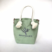 画像をギャラリービューアに読み込む, BRANCHES オリジナル トートバックS *珊瑚刺繍入り*スモーキーセラドン(グレー刺繍、白紐)