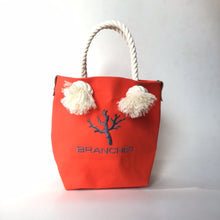 画像をギャラリービューアに読み込む, BRANCHES オリジナル トートバッグS *珊瑚刺繍入り*キャロット(グレー刺繍、白紐)