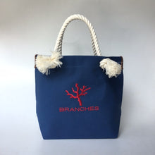 画像をギャラリービューアに読み込む, BRANCHES オリジナル トートバッグМ *珊瑚刺繍入り*インディゴ(赤刺繍、白紐)