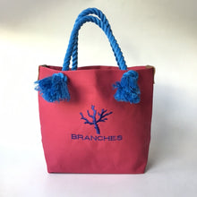 画像をギャラリービューアに読み込む, BRANCHES オリジナル トートバッグМ *珊瑚刺繍入り*ホットピンク(青刺繍、青紐)