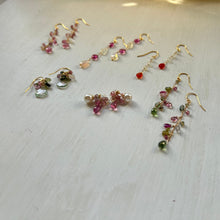 画像をギャラリービューアに読み込む, ウォーターメロントルマリン/ブーケピアス