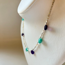 画像をギャラリービューアに読み込む, SVビーズと天然石のネックレス/アメシスト・アマゾナイト