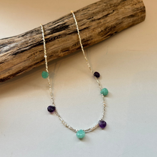 画像をギャラリービューアに読み込む, SVビーズと天然石のネックレス/アメシスト・アマゾナイト