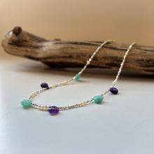 画像をギャラリービューアに読み込む, SVビーズと天然石のネックレス/アメシスト・アマゾナイト