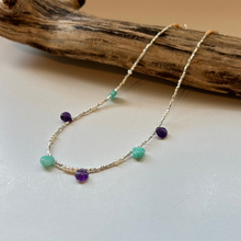 画像をギャラリービューアに読み込む, SVビーズと天然石のネックレス/アメシスト・アマゾナイト