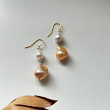 画像をギャラリービューアに読み込む, 淡水カラーパール 大粒ピアス/2粒