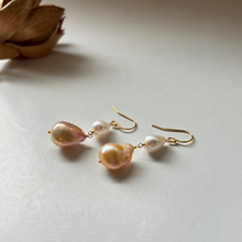 画像をギャラリービューアに読み込む, 淡水カラーパール 大粒ピアス/2粒
