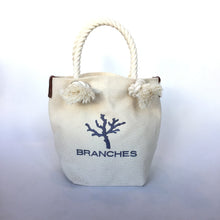 画像をギャラリービューアに読み込む, BRANCHES オリジナル トートバックS *珊瑚刺繍入り*キナリ(グレー刺繍、白紐)