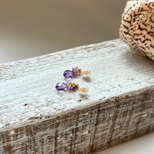 画像をギャラリービューアに読み込む, アメシスト花束ポストピアス/ツイスト