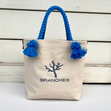 画像をギャラリービューアに読み込む, BRANCHES オリジナル トートバッグМ *珊瑚刺繍入り*キナリ(グレー刺繍、青紐)