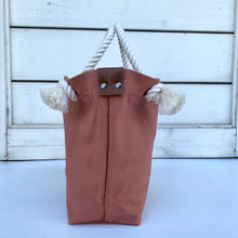 画像をギャラリービューアに読み込む, BRANCHES オリジナル トートバッグМ *珊瑚刺繍入り*オールドローズ(グレー刺繍、白紐)