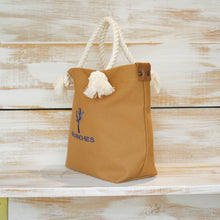 画像をギャラリービューアに読み込む, BRANCHES オリジナル トートバッグМ *珊瑚刺繍入り*モカ(青刺繍、白紐)