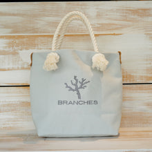画像をギャラリービューアに読み込む, BRANCHES オリジナル トートバッグМ *珊瑚刺繍入り*ベビーブルー(グレー刺繍、白紐)