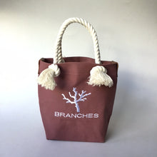 画像をギャラリービューアに読み込む, BRANCHES オリジナル トートバッグS *珊瑚刺繍入り*プラム(白刺繍、白紐)