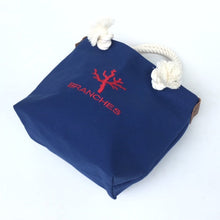 画像をギャラリービューアに読み込む, BRANCHES オリジナル トートバッグМ *珊瑚刺繍入り*フラワーブルー(赤刺繍、白紐)