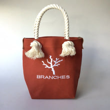 画像をギャラリービューアに読み込む, BRANCHES オリジナル トートバッグS *珊瑚刺繍入り*レンガ(白刺繍、白紐)