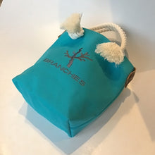画像をギャラリービューアに読み込む, BRANCHES オリジナル トートバッグS *珊瑚刺繍入り*ターコイズ(グレー刺繍、白紐)