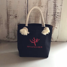 画像をギャラリービューアに読み込む, BRANCHES オリジナル トートバッグМ *珊瑚刺繍入り*ブラック(赤刺繍、白紐)