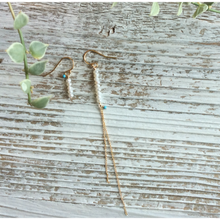 画像をギャラリービューアに読み込む, 淡水パールと練りトルコのアシンメトリーピアス