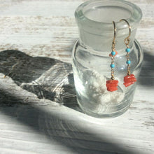 画像をギャラリービューアに読み込む, サルジ珊瑚と練りトルコのショートピアス