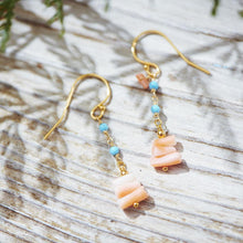 画像をギャラリービューアに読み込む, 深海珊瑚と練トルコのショートピアス