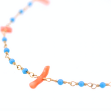 画像をギャラリービューアに読み込む, 練トルコと深海珊瑚のシャンク巻きブレスレット