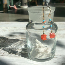 画像をギャラリービューアに読み込む, サルジ珊瑚と練りトルコのショートピアス
