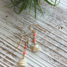 画像をギャラリービューアに読み込む, ウミタケ珊瑚と染め珊瑚のショートピアス