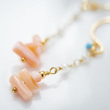 画像をギャラリービューアに読み込む, 深海珊瑚と淡水パールのショートピアス