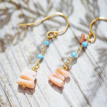 画像をギャラリービューアに読み込む, 深海珊瑚と練トルコのショートピアス
