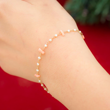 画像をギャラリービューアに読み込む, 淡水パールと深海珊瑚のシャンク巻きブレスレット