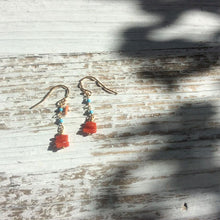 画像をギャラリービューアに読み込む, サルジ珊瑚と練りトルコのショートピアス