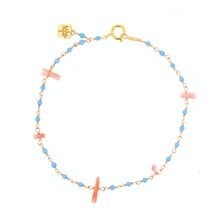 画像をギャラリービューアに読み込む, 練トルコと深海珊瑚のシャンク巻きブレスレット