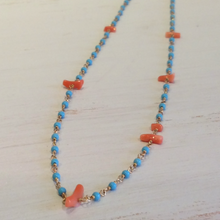 画像をギャラリービューアに読み込む, 【受注商品】練りトルコと深海珊瑚のシャンク巻きネックレス(40cm)