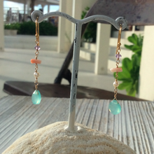 画像をギャラリービューアに読み込む, 染カルセドニー(ライトブルー)と深海珊瑚のピアス