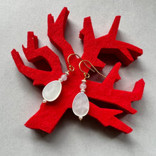 画像をギャラリービューアに読み込む, 白蝶貝(しずく型)とアクアマリンのピアス