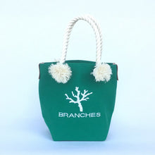 画像をギャラリービューアに読み込む, BRANCHES オリジナル トートバッグS *珊瑚刺繍入り*グリーン(白刺繍、白紐)