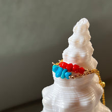 画像をギャラリービューアに読み込む, ターコイズ珊瑚のチェーンリング【受注商品】