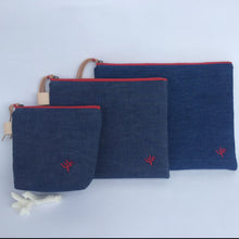 画像をギャラリービューアに読み込む, デニムポーチ Mサイズ(ダークブルー)