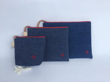 画像をギャラリービューアに読み込む, デニムポーチ Lサイズ(ダークブルー)