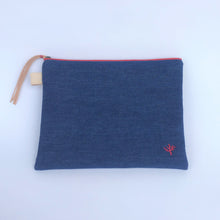 画像をギャラリービューアに読み込む, デニムポーチ Lサイズ(ダークブルー)