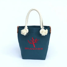 画像をギャラリービューアに読み込む, BRANCHES オリジナル トートバッグ *珊瑚刺繍入り*ミネラルブルー(赤刺繍、白紐)
