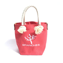 画像をギャラリービューアに読み込む, BRANCHES オリジナル トートバッグ *珊瑚刺繍入り*ヴァーミリオン(白刺繍、白紐)